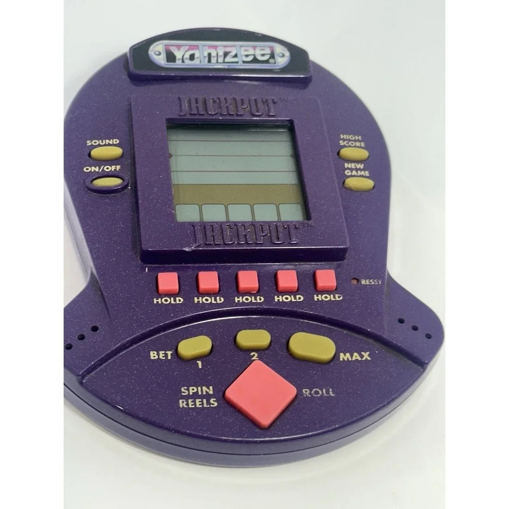 1999 Yahtzee Jackpot Slots Handheld Electronic Game by Hasbro-Works